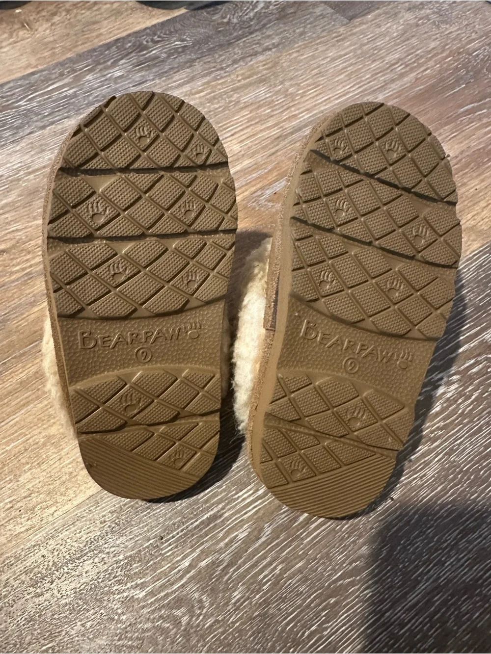BearPaw Kids Brown Slipper Booties with Cream Sherpa Cuff